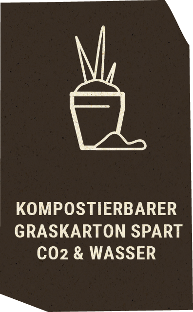kompostierbarer Graskarton spart Co2 und Wasser