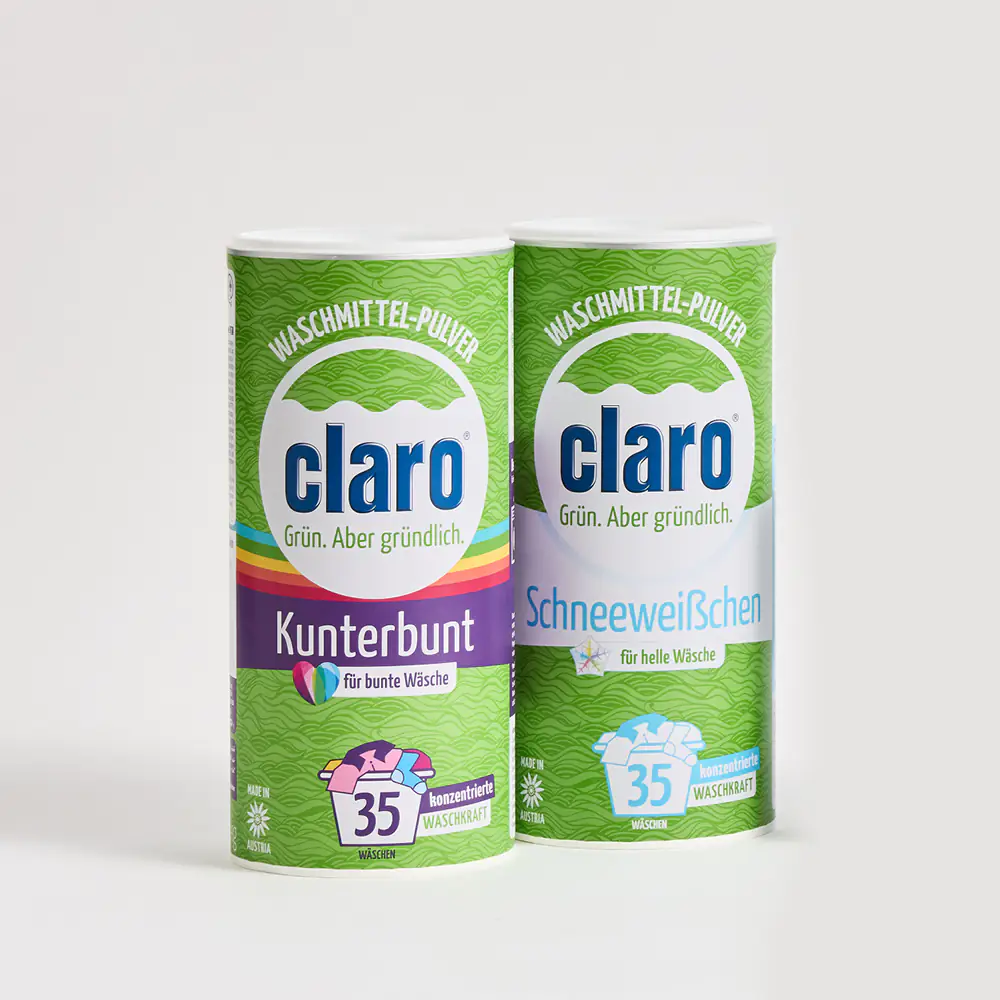 claro Waschpaket mit Kunterbunt- und Schneeweißchen-Waschmittel (je 35 Wäschen) für bunte, helle Wäsche