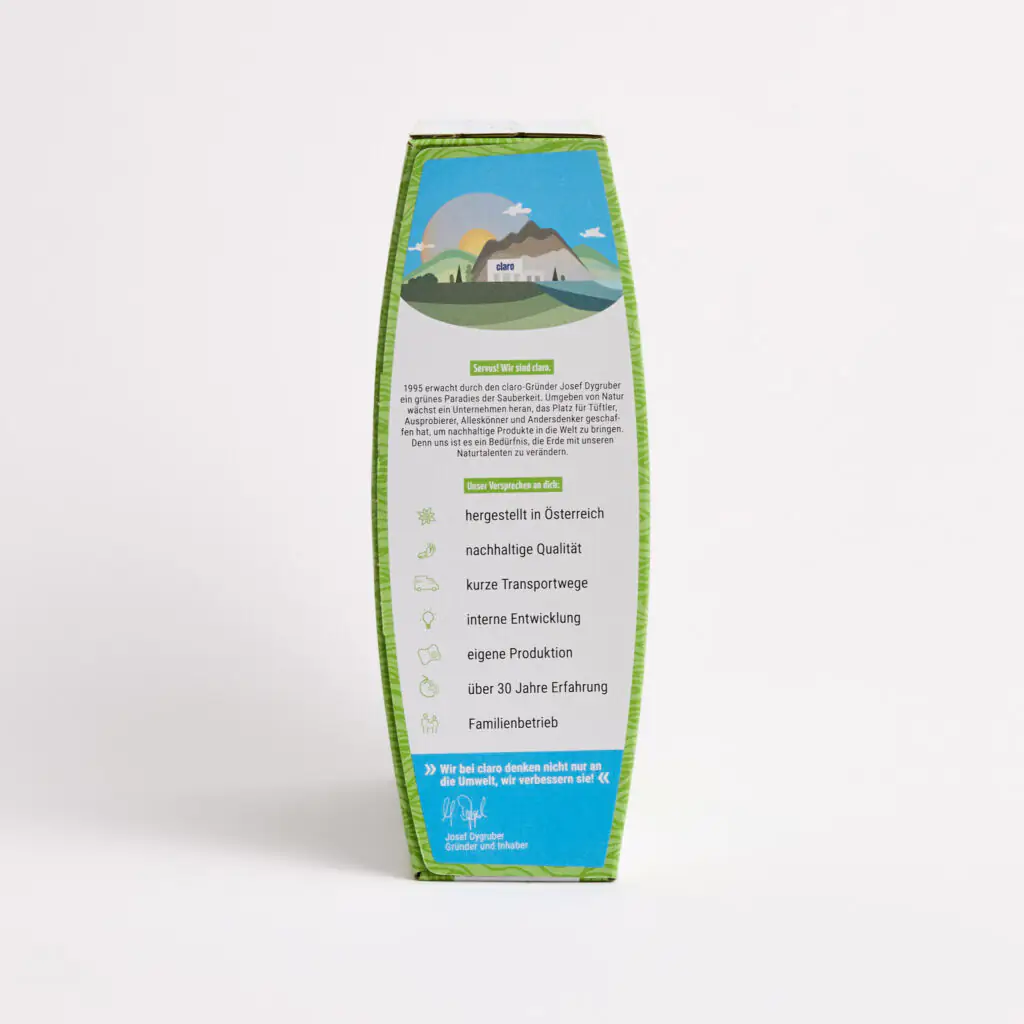 Zweite Seite der Verpackung der claro Classic Tabs