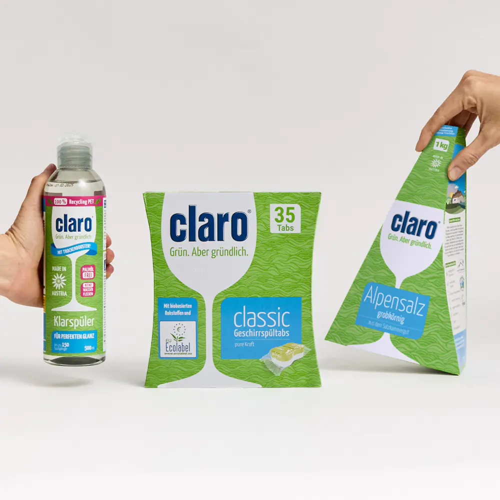 claro Probierpaket, Classic Tabs 70, Alpensalz, Klarspüler