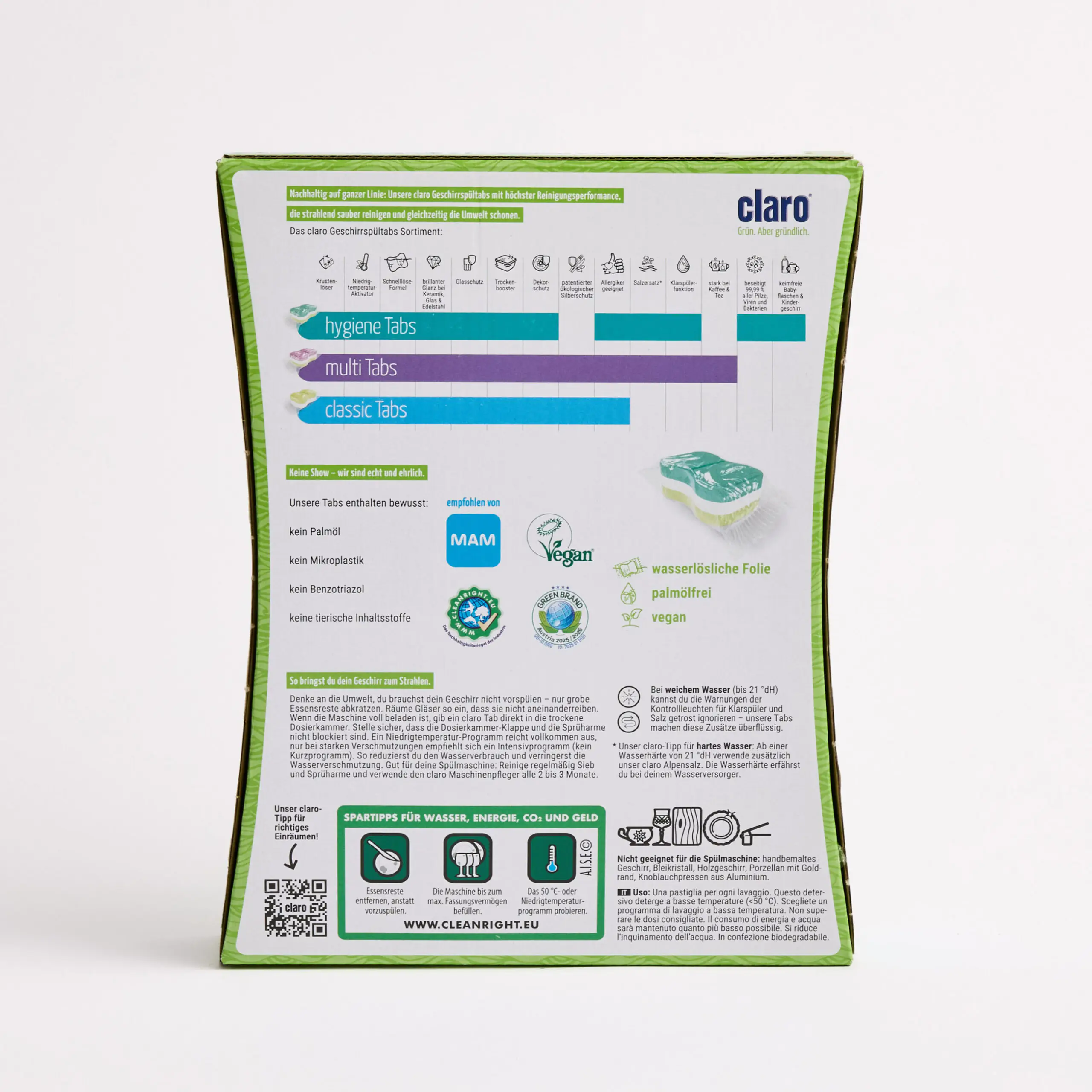 Rückseite claro Hygiene Tabs